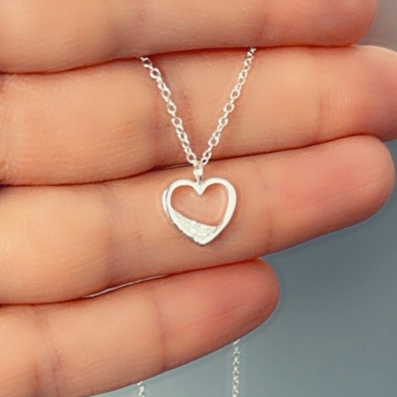 Sterling Silver CZ Heart Necklace - Picture 11 of 11